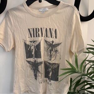Topshop Nirvana Graphic Beige T-Shirt